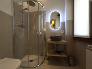 Classic Double Room, Private Bathroom, City View | Bathroom | Shower, hair dryer, towels, soap - Vatican Domus Stefania Guest House (Rome)
