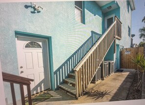 Exterior detail - 2-bedroom condo on SPI with AC, views of the Gulf and steps to the beach access (South Padre Island)