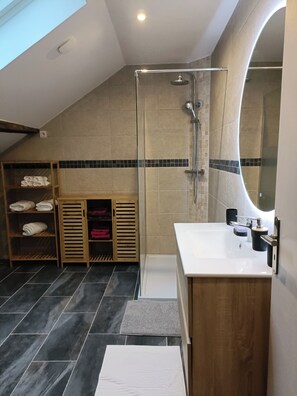 Shower, hair dryer, towels, toilet paper - Large family apartment with Jacuzzi and Sauna (Montreux-Château)