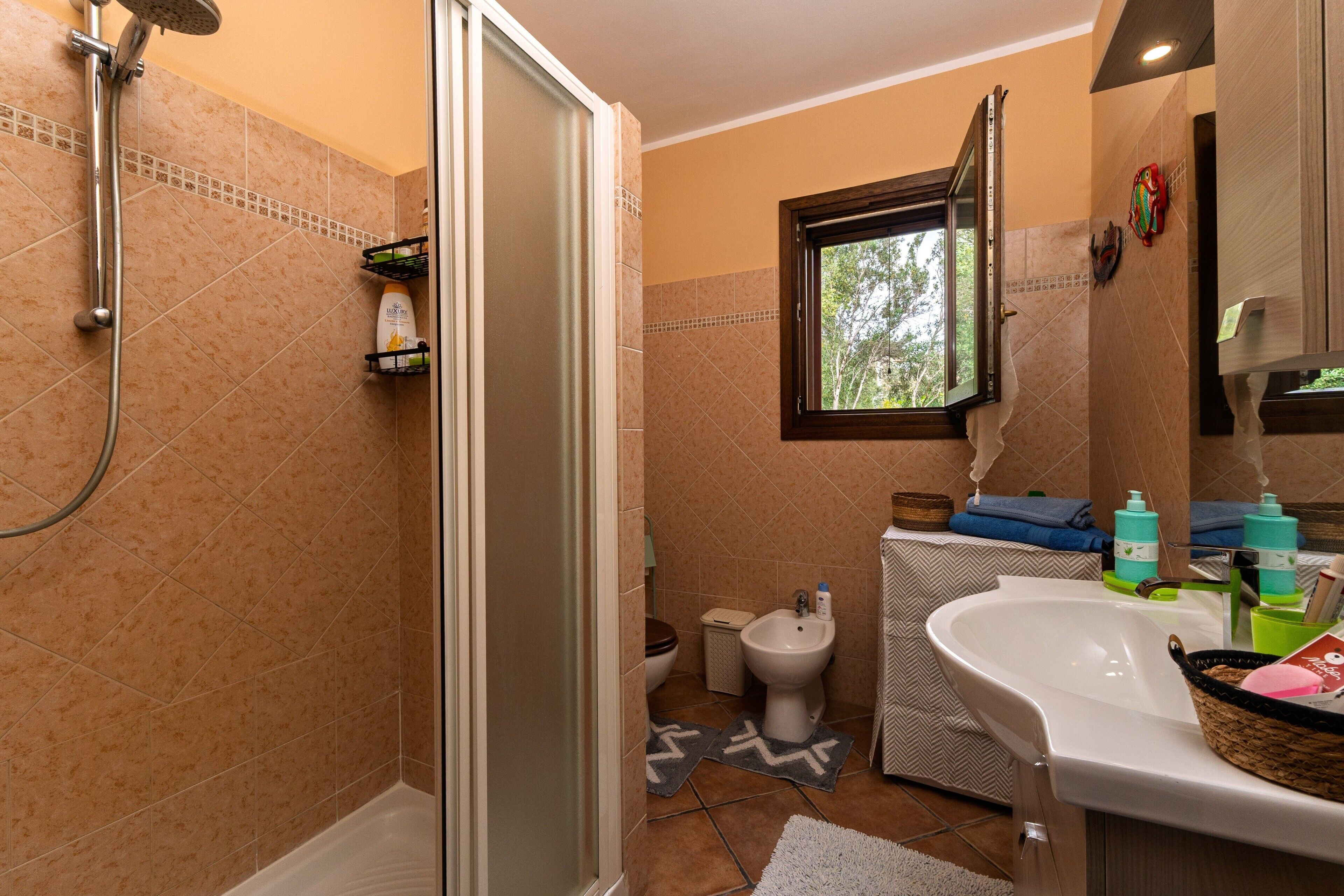 Dusche, Haartrockner, Handtücher