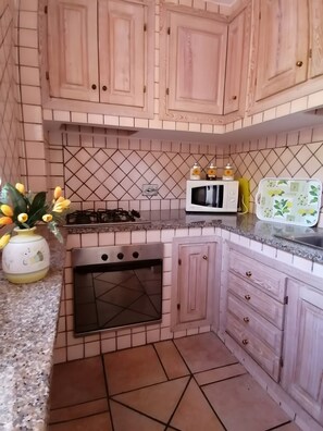 Frigorífico, microondas, horno y placa de cocina