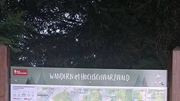 A map of Hochschwarzwald trails with marked hiking paths and a legend.