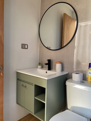 Hårføner, såpe og toalettpapir