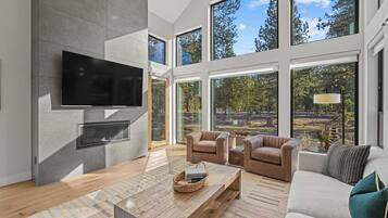 Televisión y chimenea