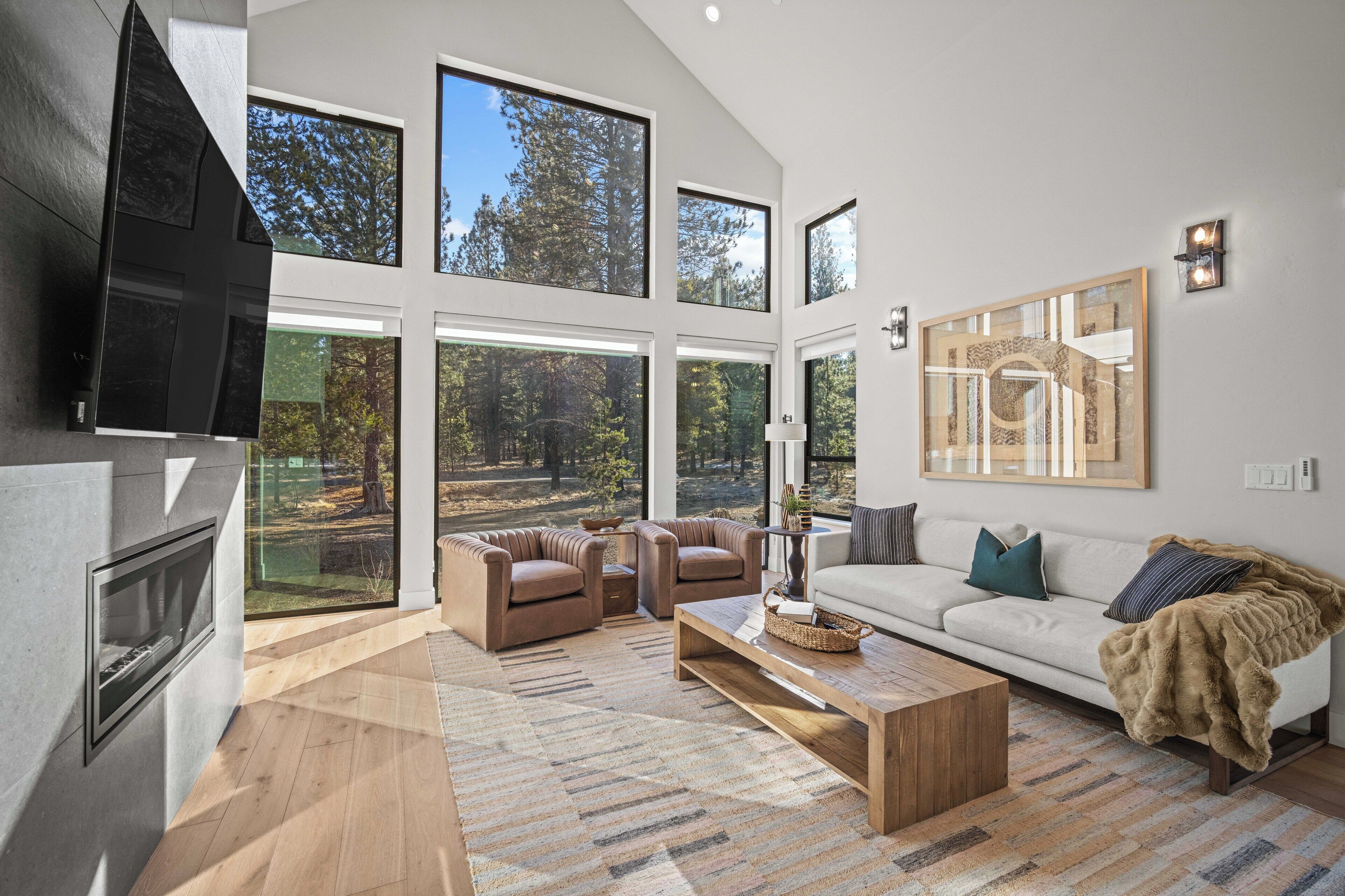 Televisión y chimenea 