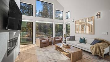 Televisión y chimenea