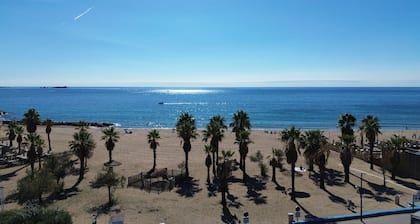 Large ground floor apartment of 110m2 for 6 privileged guests, direct access to the beach, 3 large bedrooms, air conditioning, wifi, 2 private parking spaces.