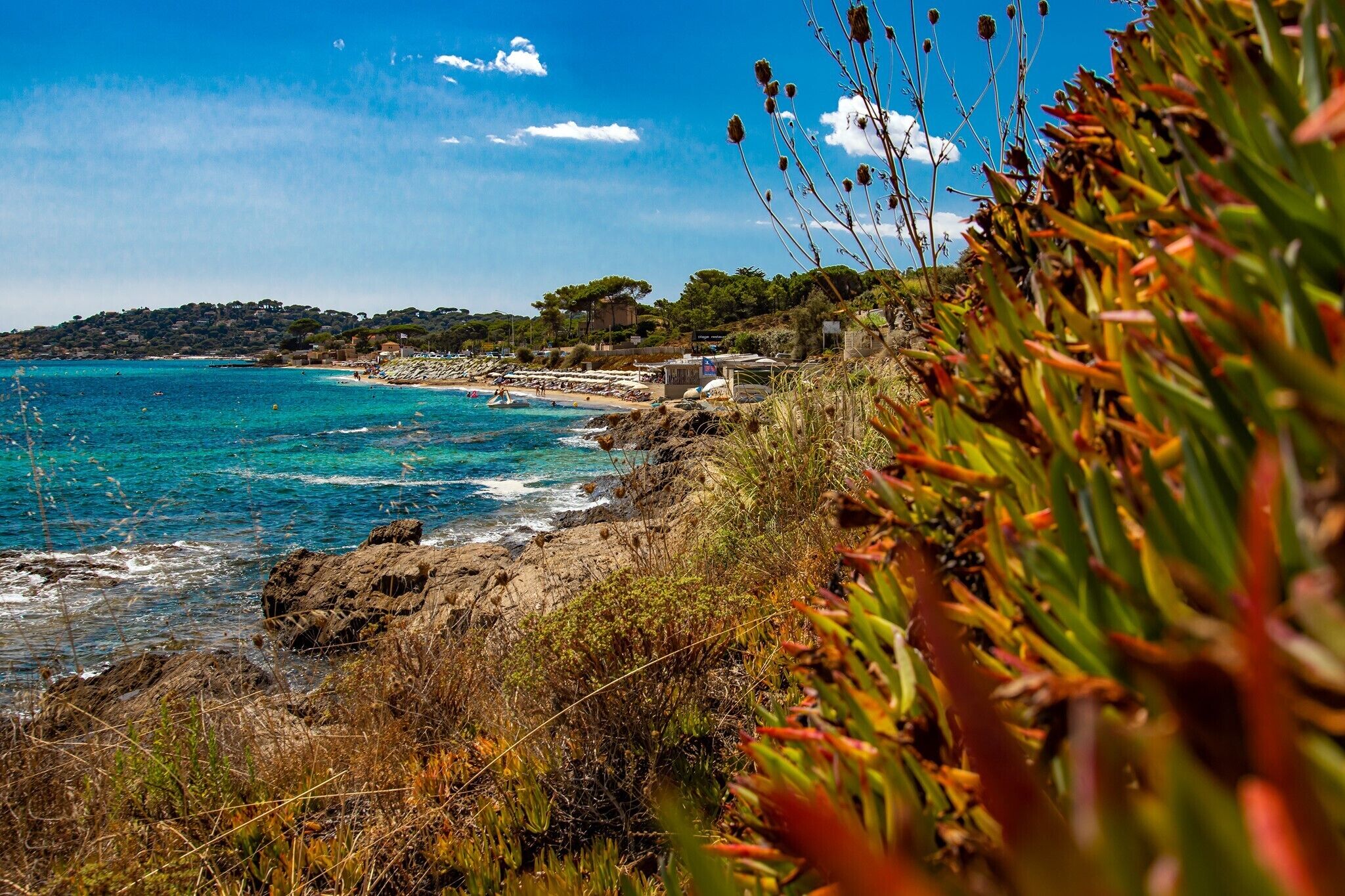På stranden og solsenger