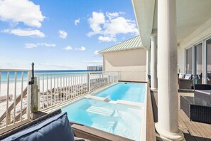 A heated pool - Gulf Front Home with Private Pool, In-Home Elevator and Movie Theatre (Miramar Beach)
