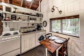 Microwave, stovetop, coffee/tea maker, toaster