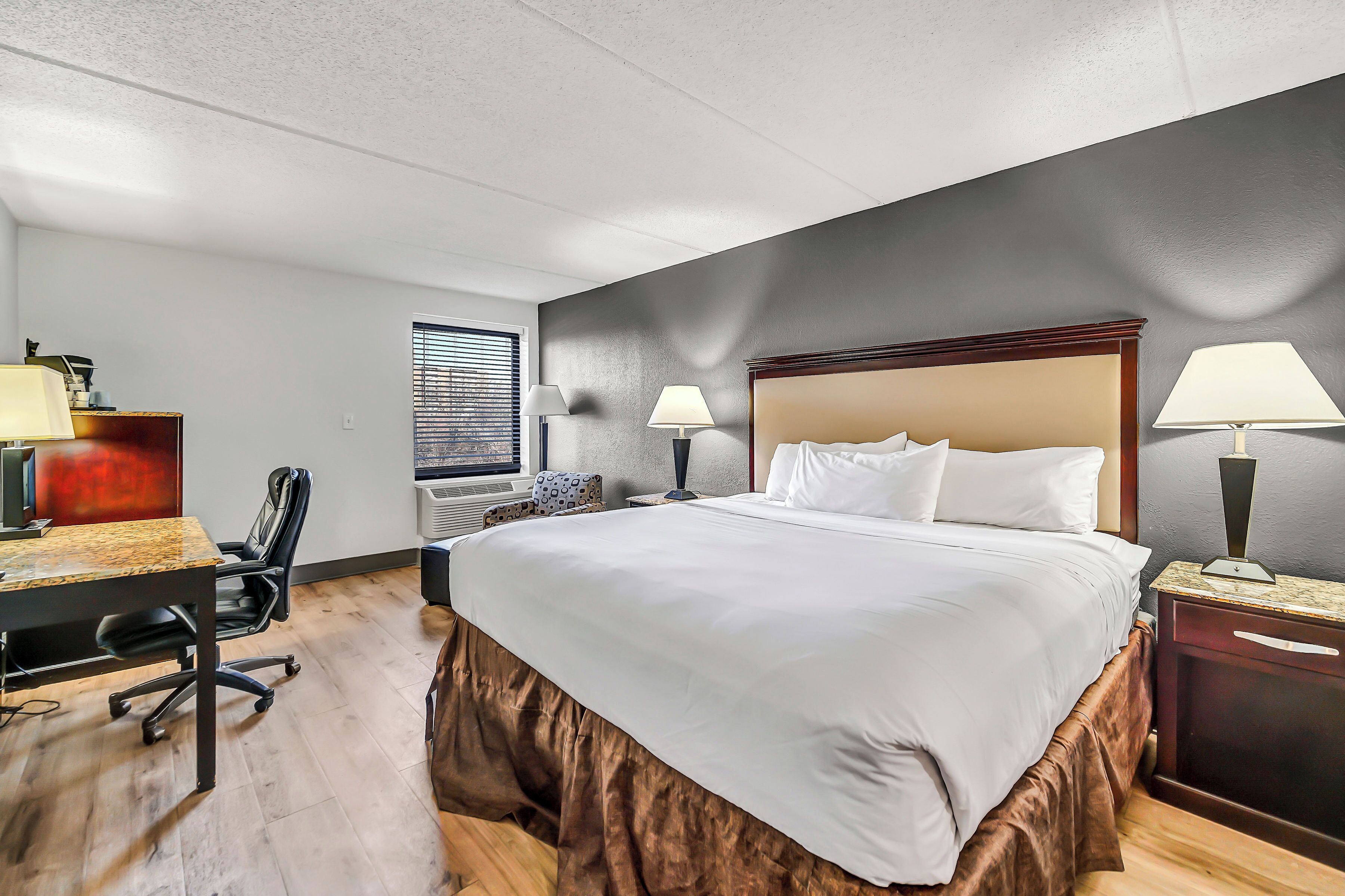 In-room safe, desk, laptop workspace, blackout curtains