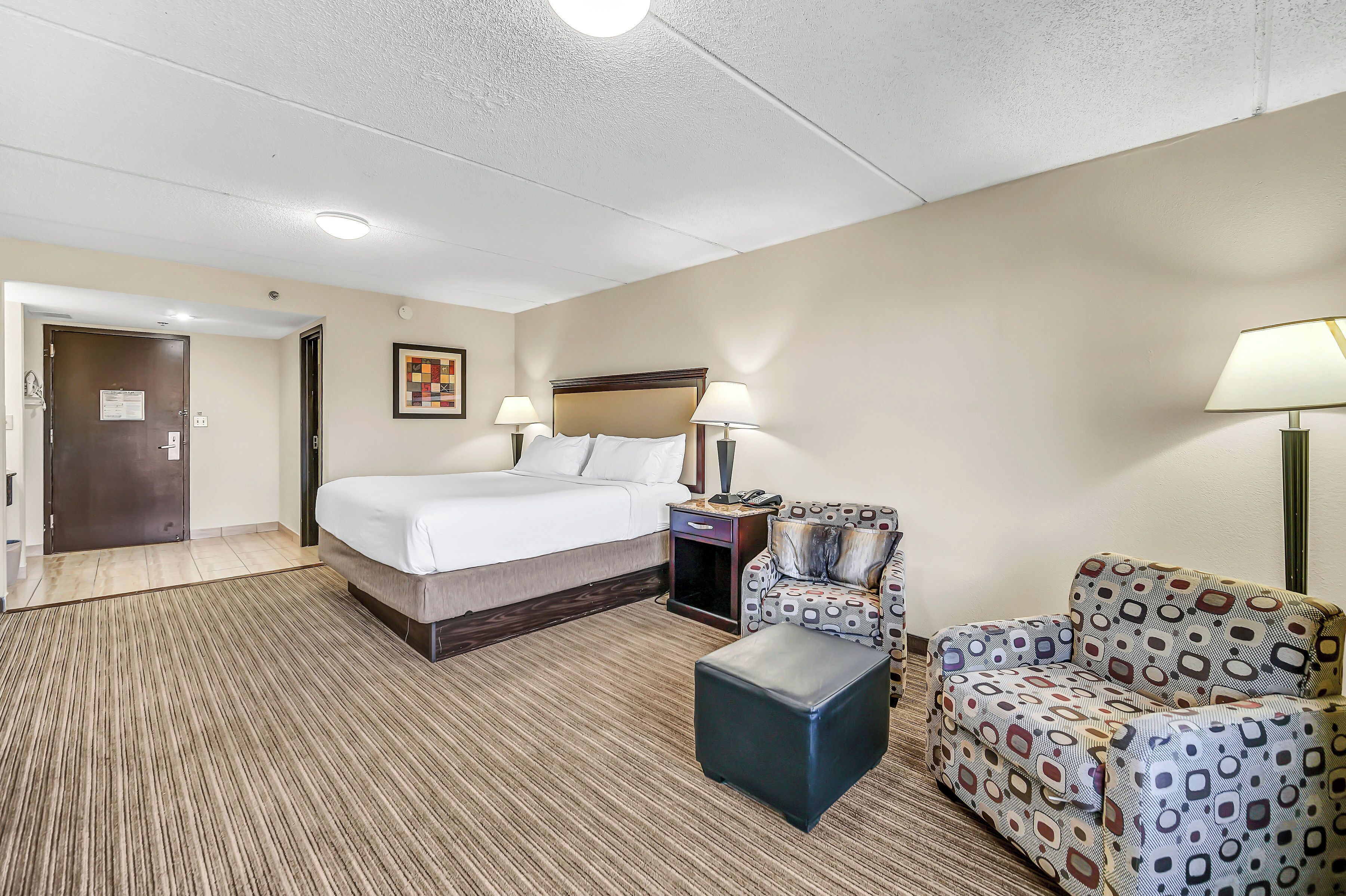 In-room safe, desk, laptop workspace, blackout curtains