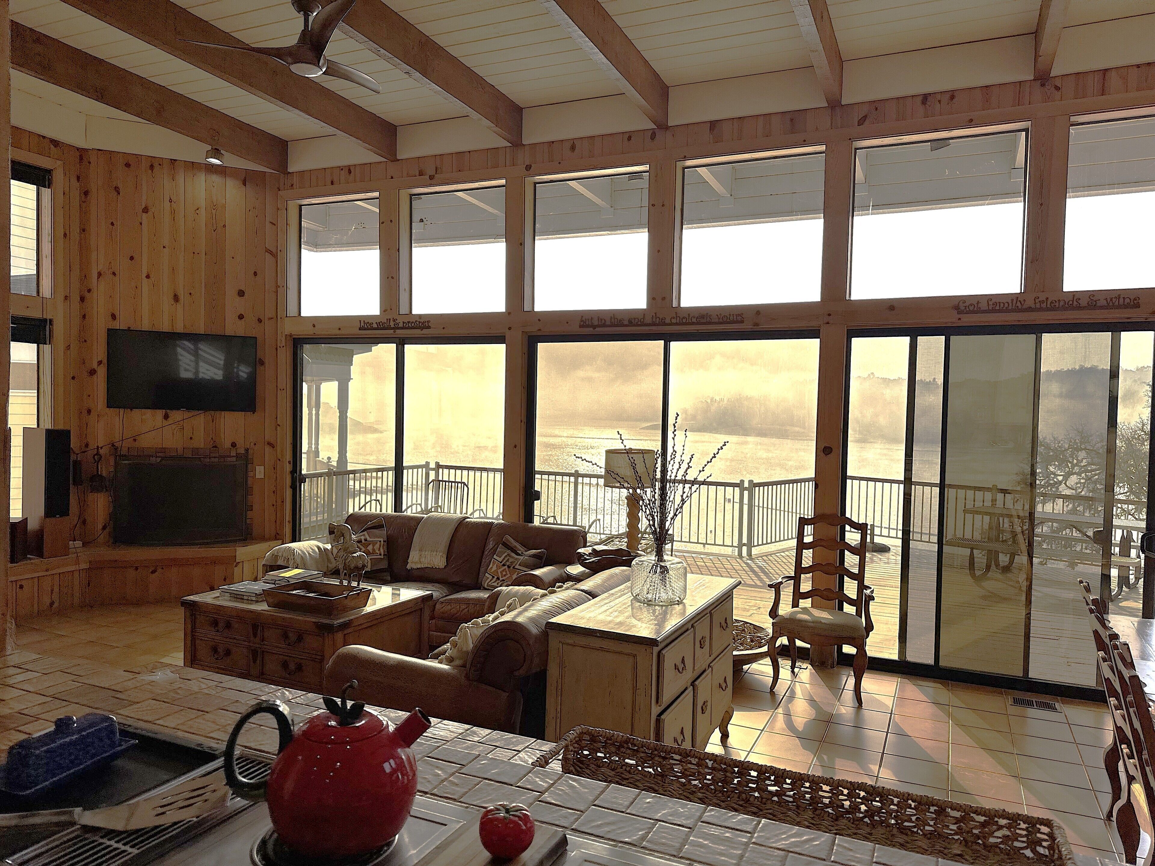 Smart TV, fireplace, DVD player, books