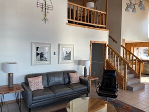 TV connectée, cheminée, livres