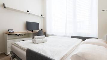 Una scrivania, ferro/asse da stiro, Wi-Fi, lenzuola