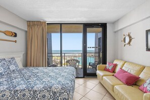Iron/ironing board, free WiFi, bed sheets - Oceanfront Studio with Private Balcony, Pools & Beach Access (Daytona Beach Shores)