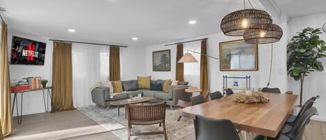 TV, fireplace, offices