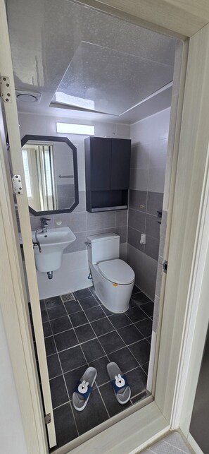 Sèche-cheveux, savon, papier toilette