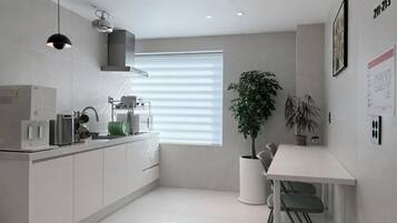 Mini-fridge, microwave