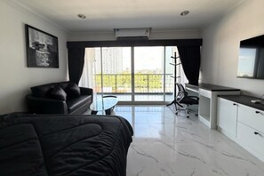 Condo, 1 Bedroom, Smoking, Balcony | Living room - 1-bedroom Pool-view Condo With Large Balcony - Jomtien (Pattaya)