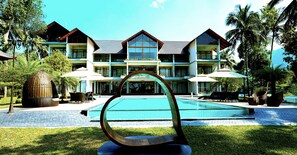 Outdoor pool, open 8:00 AM to 8:00 PM, pool umbrellas, pool loungers