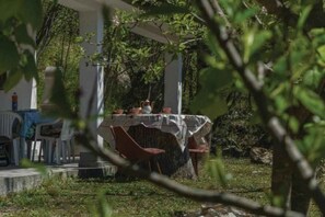 Outdoor dining - Holiday home in untouched nature (Dolenja Vas)