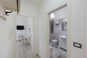 Chuveiro, secador de cabelo, toalhas de banho 