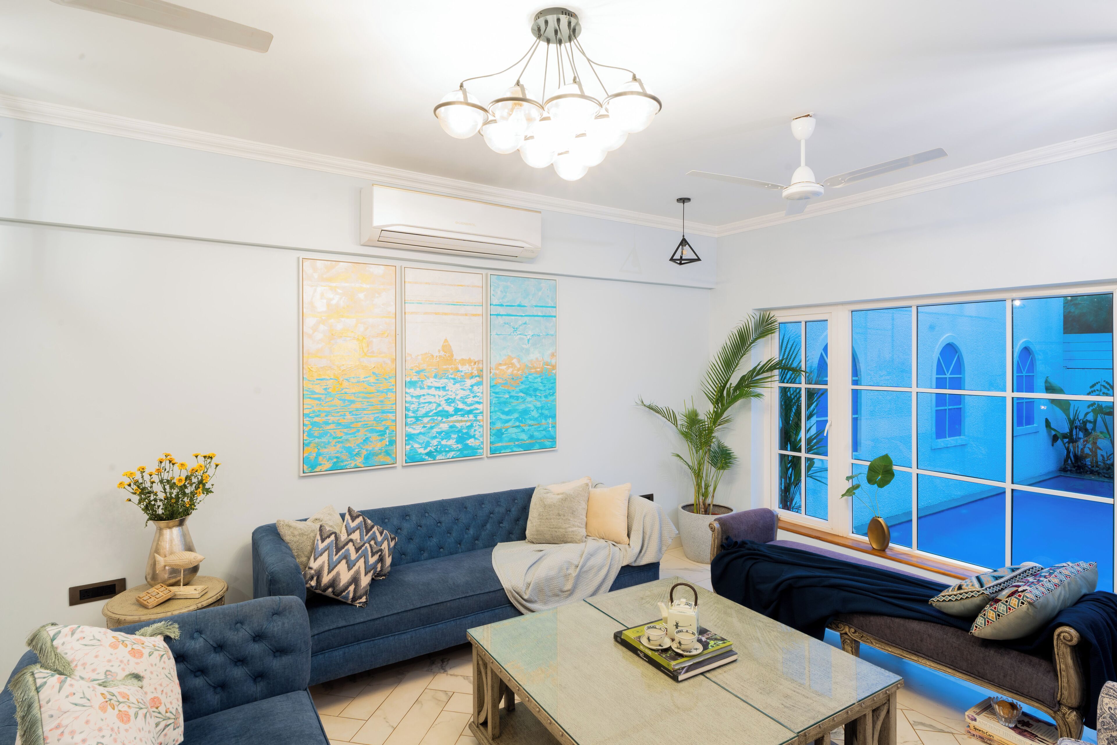 Vila luxo, sacada, vista para a piscina | Área de estar