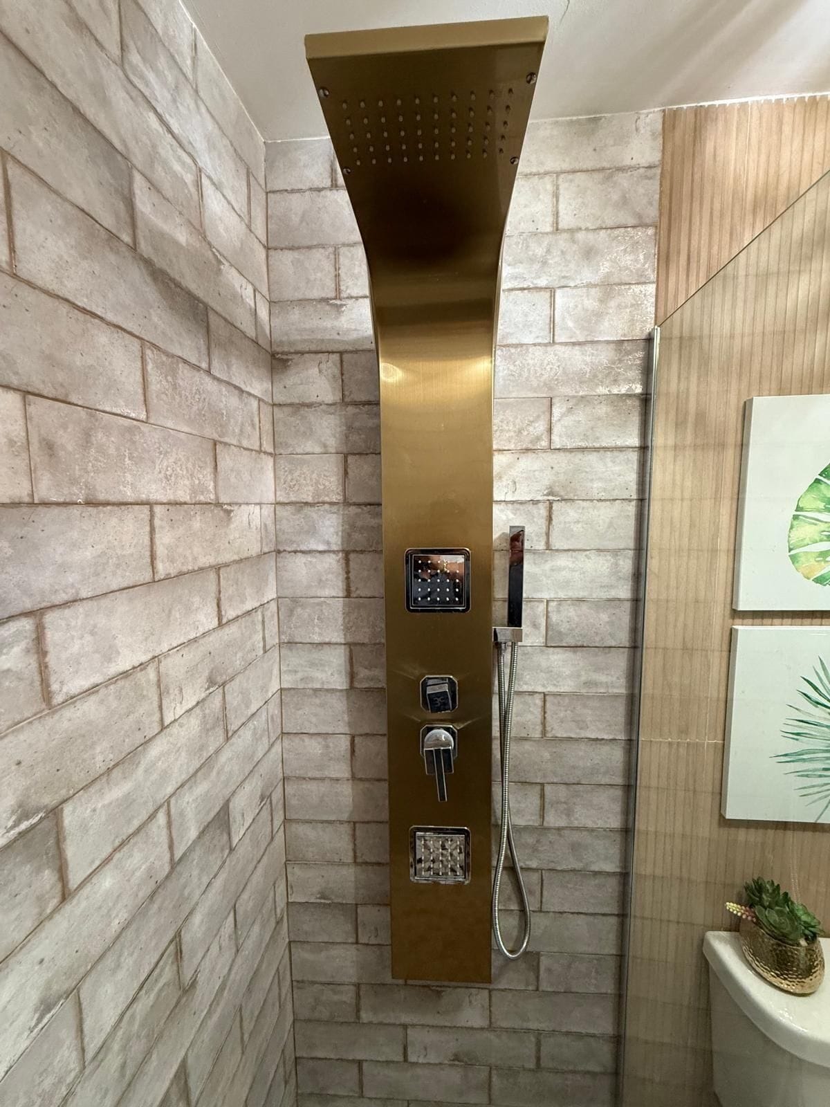 Douche, serviettes fournies, papier de toilette