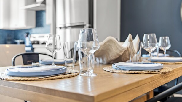 Dining - Double the luxury at our 4BR Waterfront Duo! Combining units 301 & 401, you get 2 kitchens, 2 living areas, and stunning SPI marina views. Perfect for large families seeking space and privacy with concierge service. (SOUTH PADRE ISLAND)