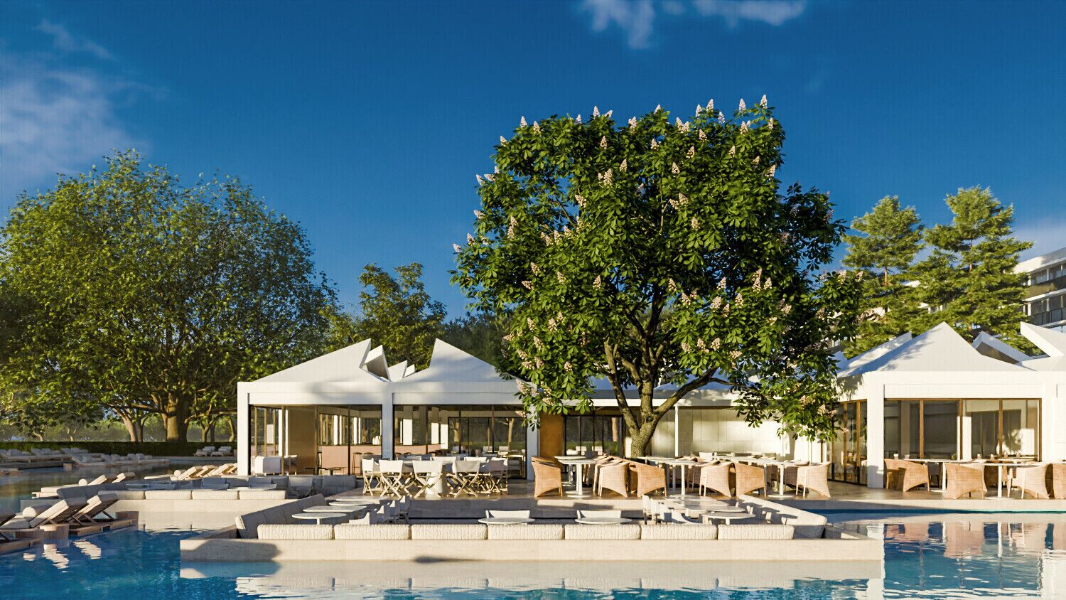 Indoor pool, seasonal outdoor pool, pool umbrellas, sun loungers