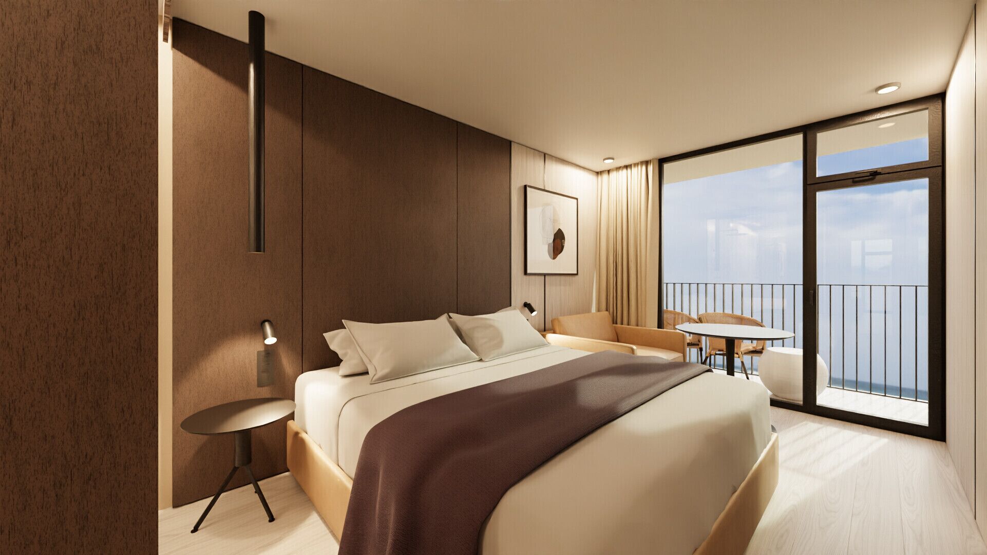 双人房, 1 张特大床和 1 张沙发床, 阳台 | 客房内保险箱、遮光窗帘、免费 WiFi