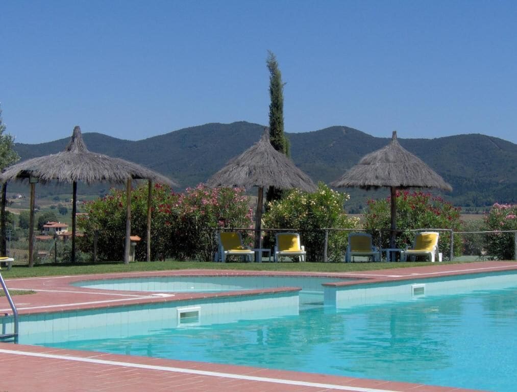 Seasonal outdoor pool, pool umbrellas, sun loungers