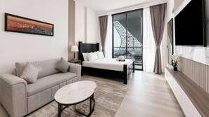 TV - Free housekeeping visits during your stay - StayShort - Studio in Al Barsha that Sleeps 4 with Premium Building Amenities (Dubai)