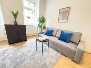 Standard Apartment, 2 Bedrooms, Kitchen | Living area | 40-inch LED TV with digital channels, Netflix, streaming services - 2 Bedroom Apartments 18 Min to center (Vienna)