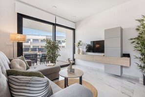 TV - Sea View Playa Flamenca | 2BR 2BA | POOL, TERRACE & GYM | LONG TERM |HOLIDAYS |HOLIDAYS | (VC)