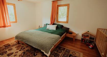 Cheerful Forest Cabin with Hot Tub!