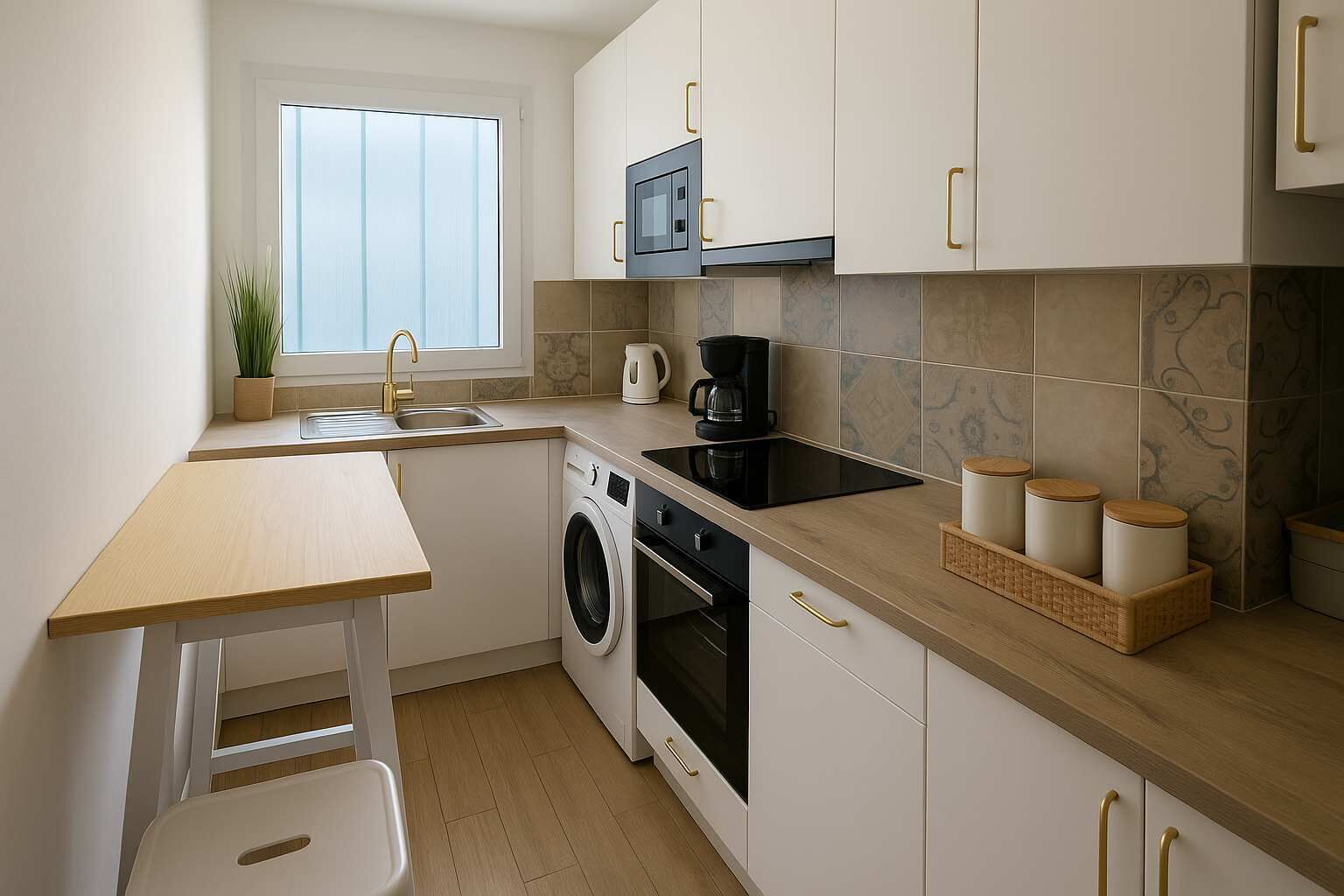 Refrigerador, microondas, horno, placa de cocina