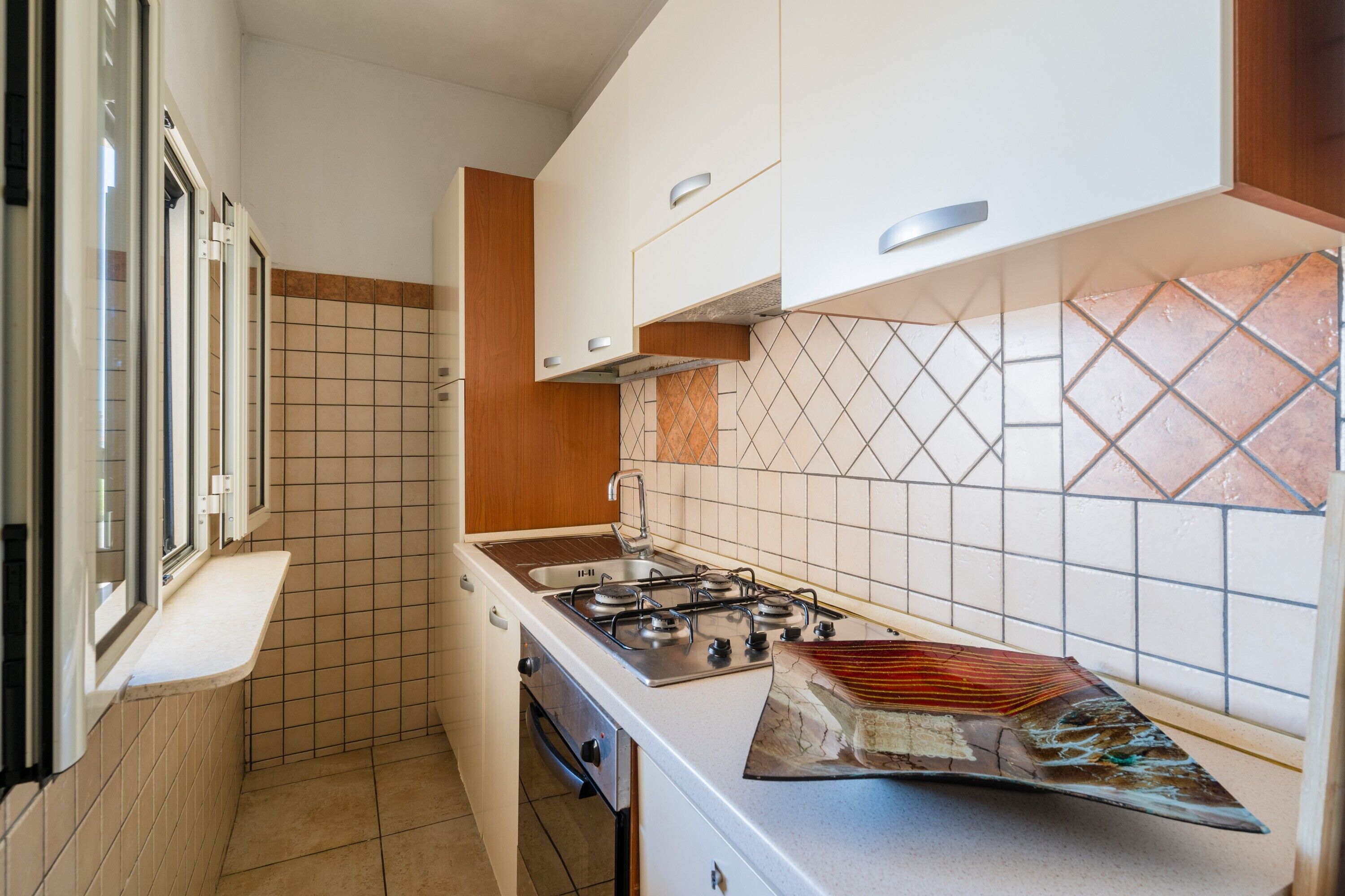 Fridge, oven, stovetop, cookware/dishes/utensils