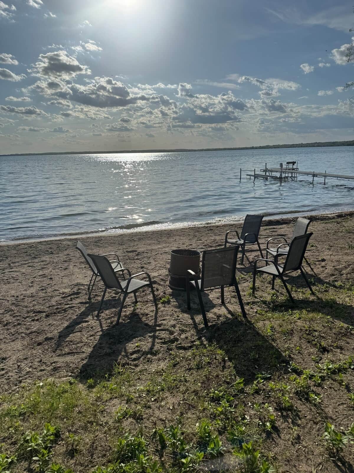 On the beach, sun-loungers, beach towels