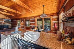 Interior - Romantic Cabin | Hot Tub + Fire Pit Under Lights (Pigeon Forge)