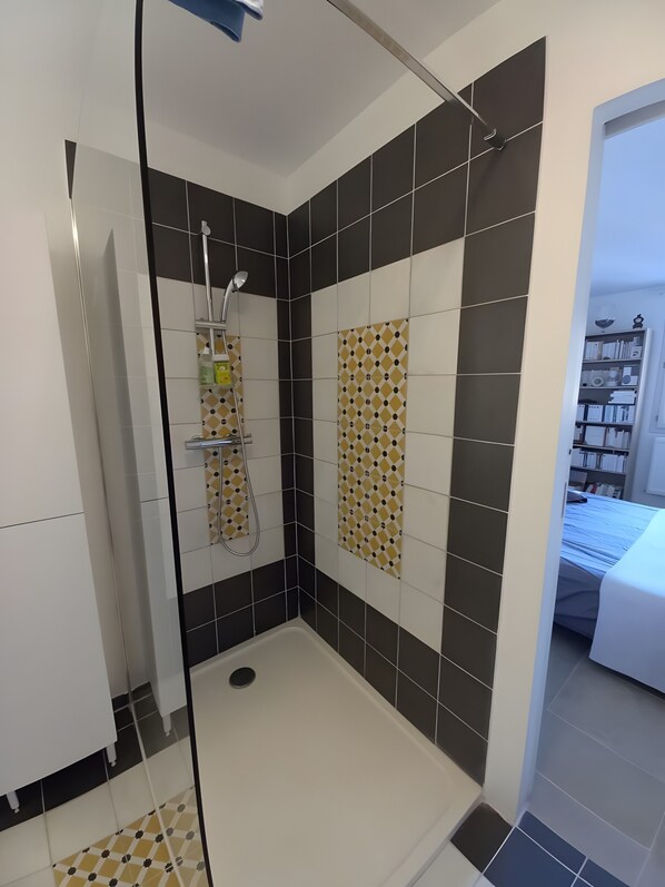 Douche, serviettes fournies