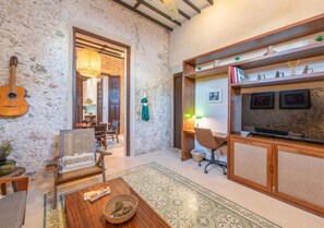 Family House, 2 Bedrooms, Private Pool | Living area - Casa Bolero Santa Lucia, with Parking by Cercana (Mérida)