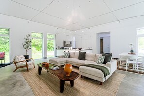 Smart TV, lareira, livros