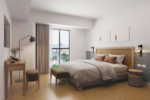 Roupas de cama premium, edredons de pluma, frigobar, cofres nos quartos