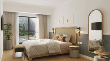 Roupas de cama premium, edredons de pluma, frigobar, cofres nos quartos