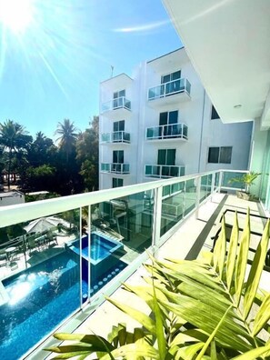 Deluxe Villa, Balcony, Pool View | Terrace/patio