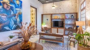 Family House, 2 Bedrooms, Private Pool | Living area | Flat-screen TV