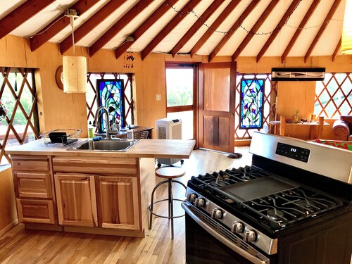 Spirit Yurt is a serene off-grid rental in the high desert south of Santa Fe, NM