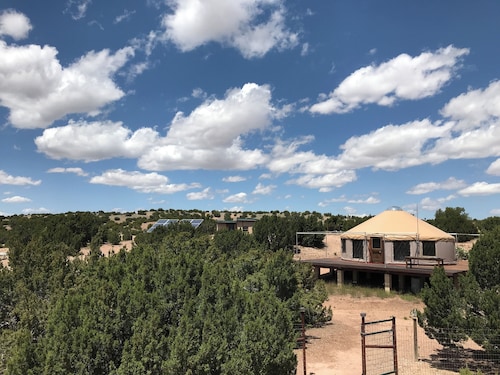 Spirit Yurt is a serene off-grid rental in the high desert south of Santa Fe, NM